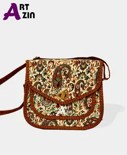 کیف دخترانه شیک دوشی سنتی ترمه سفید کد : 3 - 507 - گروه هنری آرت آذین