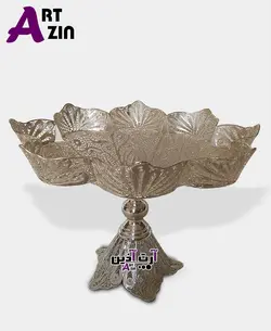 میوه خوری پایه دار نقره ملیله کاری اصفهان مدل گلدار - کد : ۱۲۰۷