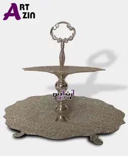 شیرینی خوری دو طبقه ملیله کاری نقره اصفهان  - کد : ۱۲۰۱