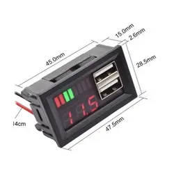 ماژول نمایشگر ولتاژ باتری مناسب خودرو دارای USB