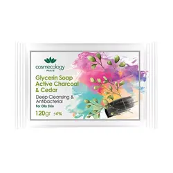 صابون گلیسیرین پاکسازی کننده عمیق و آنتی باکتریال حاوی سدر و زغال مناسب پوست های چرب 120 گرم کاسمکولوژی