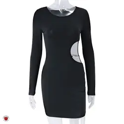 پیراهن مجلسی لباسشب آستین بلند کشی مشکی Nissa