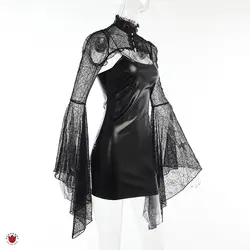پیراهن مجلسی لباسشب گاتیک دو تکه تور عنکبوتی و چرم مشکی Nyx