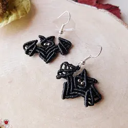 گوشواره خفاش مکرومه دست بافت