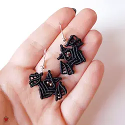 گوشواره خفاش مکرومه دست بافت