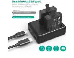 شارژر باتری دوربین راوپاور مدل RP-PB074 به همراه دو عدد باتری