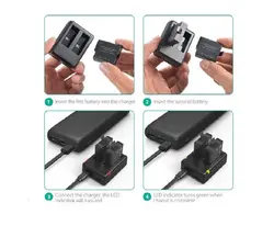 شارژر باتری دوربین راوپاور مدل RP-PB074 به همراه دو عدد باتری