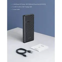 شارژر همراه راوپاور مدل RP-PB195 ظرفیت 10000 میلی آمپر ساعت