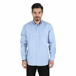 پیراهن آستین بلند تترون مردانه آبی روشن تیدا