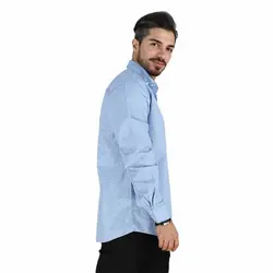 پیراهن آستین بلند تترون مردانه آبی روشن تیدا