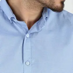 پیراهن آستین بلند تترون مردانه آبی روشن تیدا