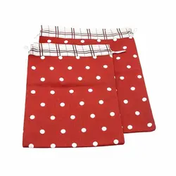 کیسه سبزی کتان رزین تاژ طرح خالدار قرمز