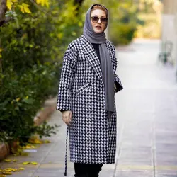 پالتو زنانه طرح حصیری- یقه انگلیسی