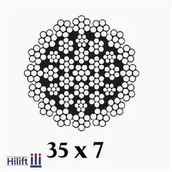 سیم بکسل نتاب (پوست ماری) چینی ساختار 7*35 IWRC تمام فولاد سایز 16mm - هایلیفت