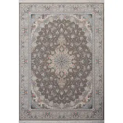 فرش ماشینی 1200 شانه ستاره کویر یزد کد 041 زمینه گردویی گل برجسته