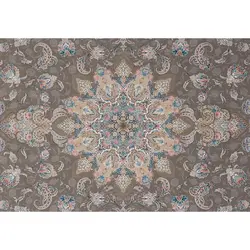 فرش ماشینی 1200 شانه ستاره کویر یزد کد 041 زمینه گردویی گل برجسته