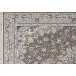 فرش ماشینی 1200 شانه ستاره کویر یزد کد 041 زمینه گردویی گل برجسته