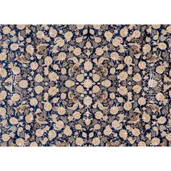 فرش ماشینی ابریشم بافت مشهد اردهال کد ب20 زمینه سرمه‌ای