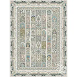 فرش ماشینی 1500 شانه قیطران طرح مهرو زمینه نسکافه‌ای گل برجسته