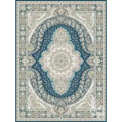 فرش ماشینی 1500 شانه قیطران طرح نایریکا زمینه سورمه‌ای گل برجسته