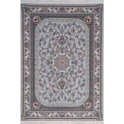 فرش ماشینی 700 شانه کلکسیون لاهور طرح بهار زمینه نقره‌ای