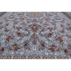 فرش ماشینی 700 شانه کلکسیون لاهور طرح بهار زمینه نقره‌ای