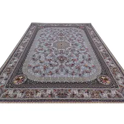 فرش ماشینی 700 شانه کلکسیون لاهور طرح بهار زمینه نقره‌ای