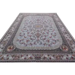 فرش ماشینی 700 شانه کلکسیون لاهور طرح بهار زمینه نقره‌ای