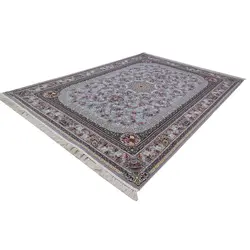 فرش ماشینی 700 شانه کلکسیون لاهور طرح بهار زمینه نقره‌ای