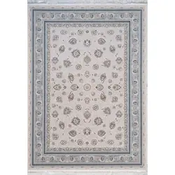 فرش ماشینی 1500 شانه کلکسیون فرشینه طرح کاملیا زمینه بژ گل برجسته