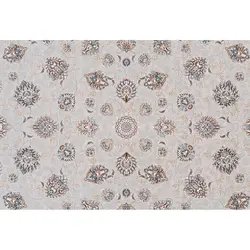 فرش ماشینی 1500 شانه کلکسیون فرشینه طرح کاملیا زمینه بژ گل برجسته