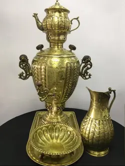 سرویس سماور سنتی برنجی طرح موج - یزد استور