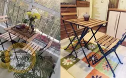 مشاهده و خرید میز و صندلی چوبی فلزی مدل پیچک تاشو | ویلامبل