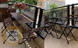 مشاهده و خرید میز و صندلی چوبی فلزی مدل پیچک تاشو | ویلامبل