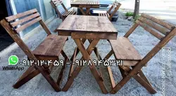 میز و نیمکت چوبی تاشو پشتی‌دار - تجهیزات سفر ویلا مبل [1400]