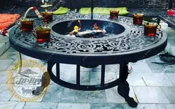 میز فلزی آتشدان با استیک پز مدل پارسی - ویلا مبل