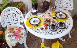 میز باغی آلومینیوم قطر ۸۵ سانتی متر - ویلا مبل