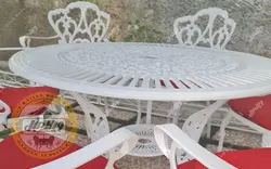 میز باغی آلومینیومی مدل کبریتی قطر 110 - ویلا مبل