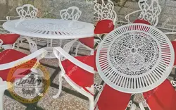 میز باغی آلومینیومی مدل کبریتی قطر 110 - ویلا مبل