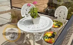 میز باغی آلومینیوم قطر ۷۹ سانتی‌متر - ویلا مبل