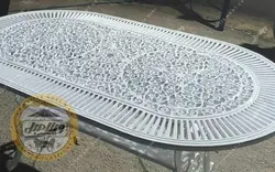 میز آلومینیوم بیضی مدل آرامیس