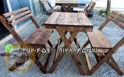 قیمت خرید نیمکت و میز چوبی تاشو مسافرتی | ویلا مبل