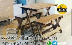 قیمت خرید نیمکت و میز چوبی تاشو مسافرتی | ویلا مبل