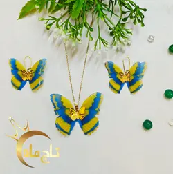 نیم ست پروانه پارچه ای طلا ۱۸ عیار