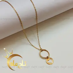 گردنبند حلقه و قلب طلا تاج ماه
