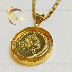 آویز گردنبند مدال الیزابت دورو طلا تاج ماه