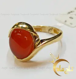 انگشتر نگین عقیق یمنی طلا تاج ماه
