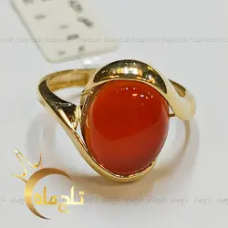 انگشتر نگین عقیق یمنی طلا تاج ماه
