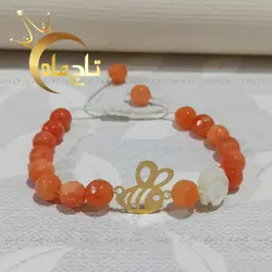دستبند مهره ای زنبور طلا تاج ماه