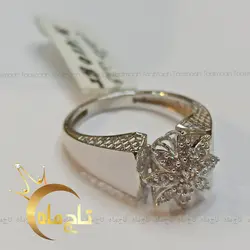 انگشتر سولیتر گل طلا طرح جواهر تاج ماه